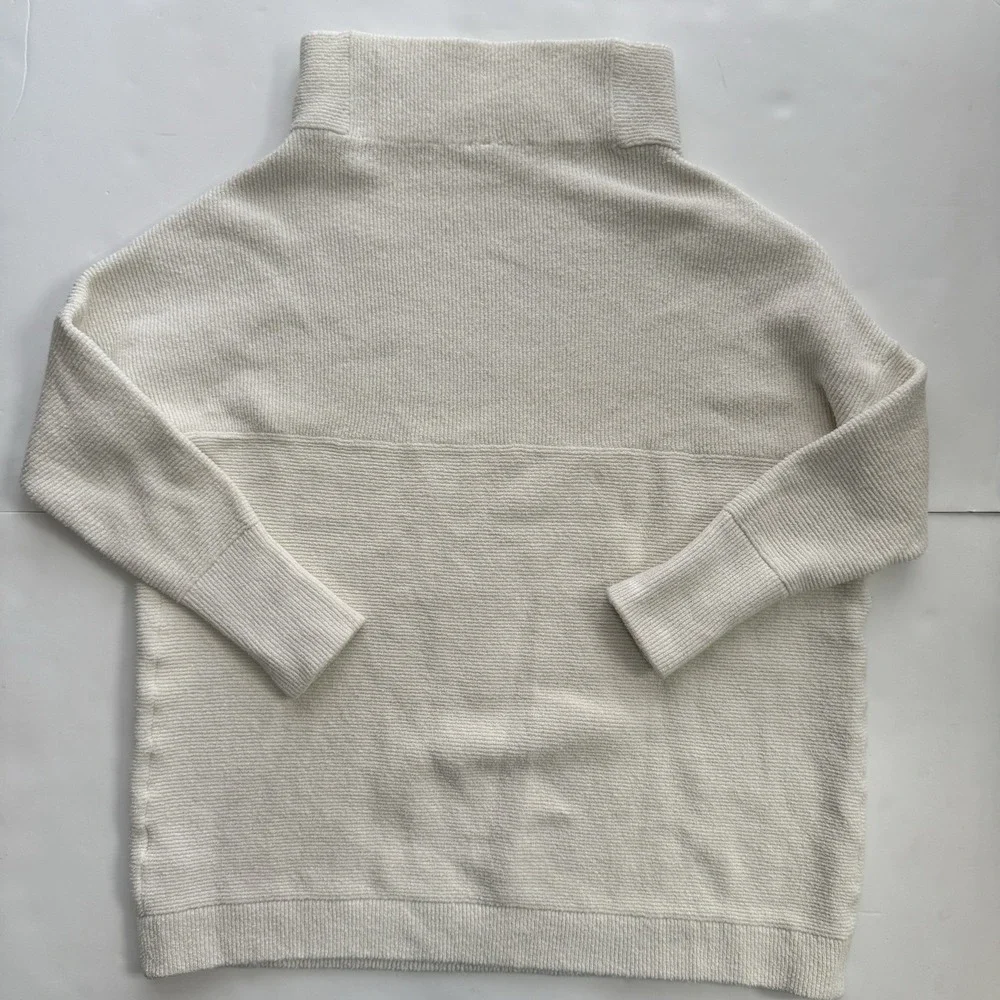 Free‎ People Ottoman Slouchy Tunic XS Ecru Cream Mock Neck Oversized Boho Cozy